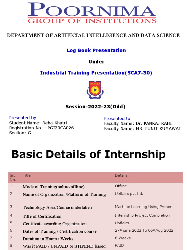Internship in Machine Learning Certificate | PDF