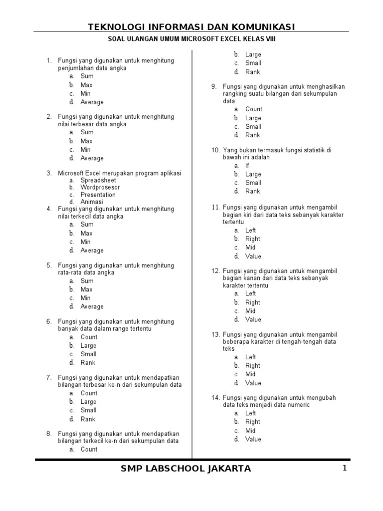 Fungsi Yang Digunakan Untuk Menghitung Nilai Terbesar Dari Data Angka Adalah Studi Indonesia
