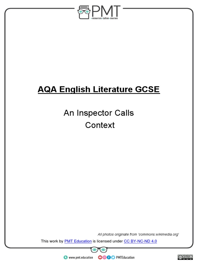 Context - An Inspector Calls - AQA English Literature GCSE | PDF