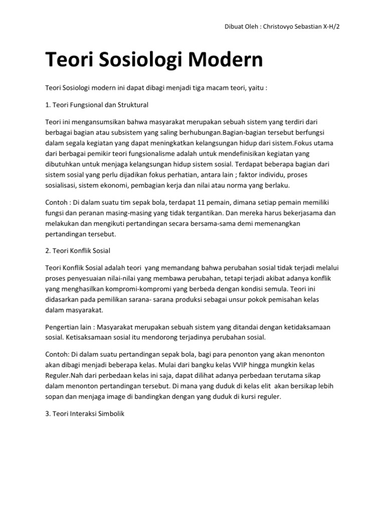 Teori Sosiologi Modern