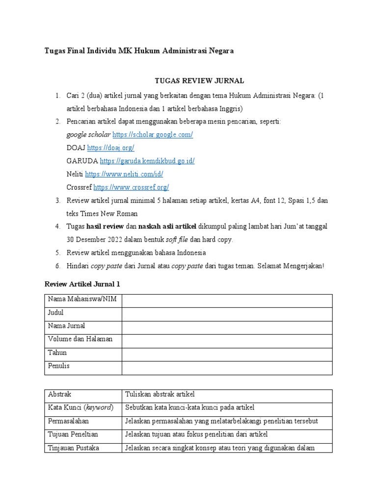 Kerangka Review Jurnal MK HAN | PDF