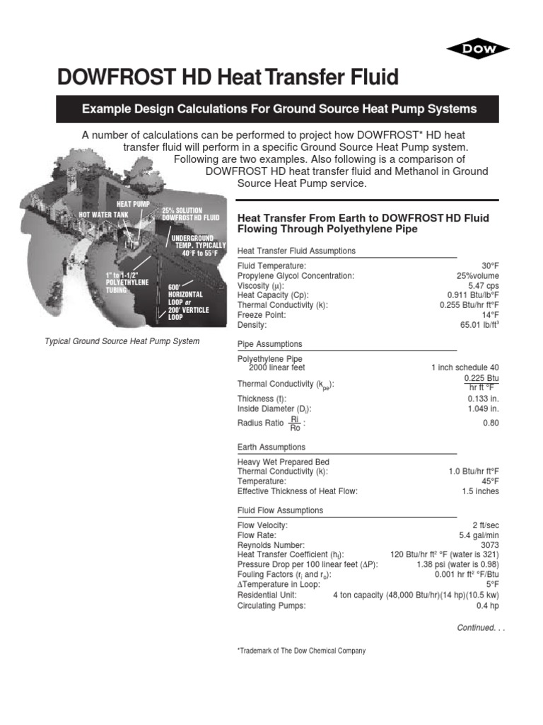 DOWFROST HD Heat Transfer Fluid Example Design Calculations For Ground