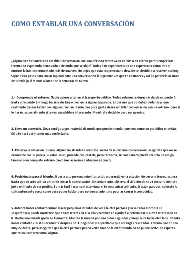 Como Entablar Una Conversación | PDF