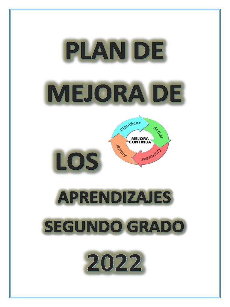 Plan de Mejora para Segundo Grado | PDF | Evaluación | Educación primaria