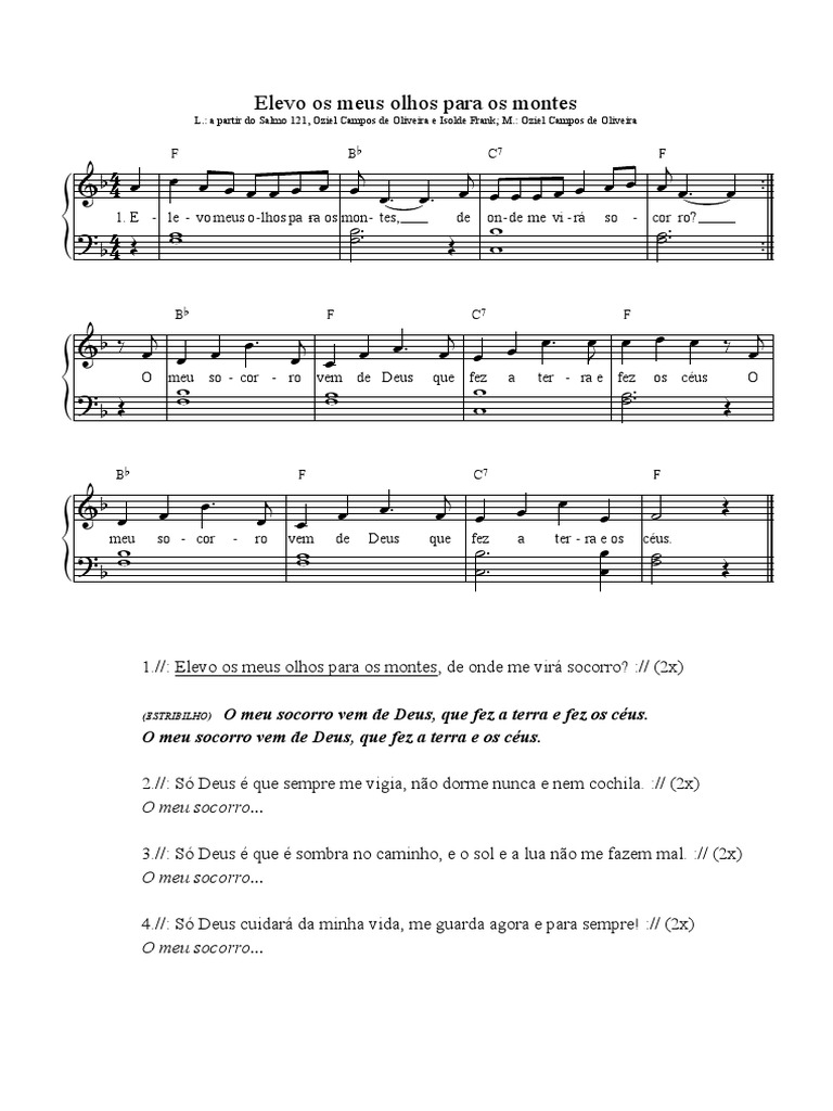 Elevo Os Meus Olhos Para Os Montes 1 Voz E Piano Pdf