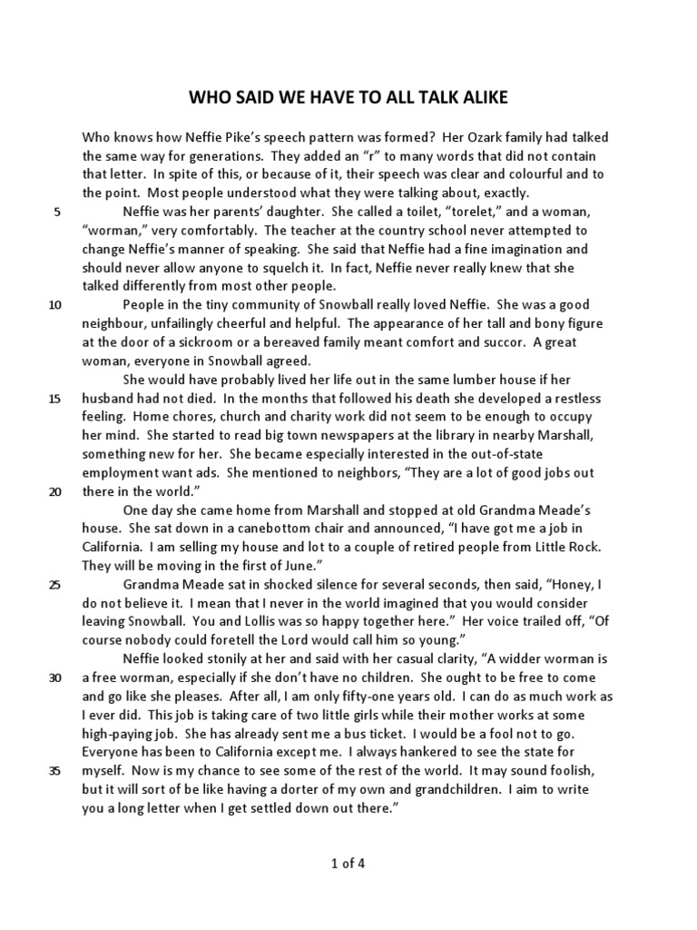 1-Who Said We Have To All Talk Alike Text | PDF | Foods | Cuisine