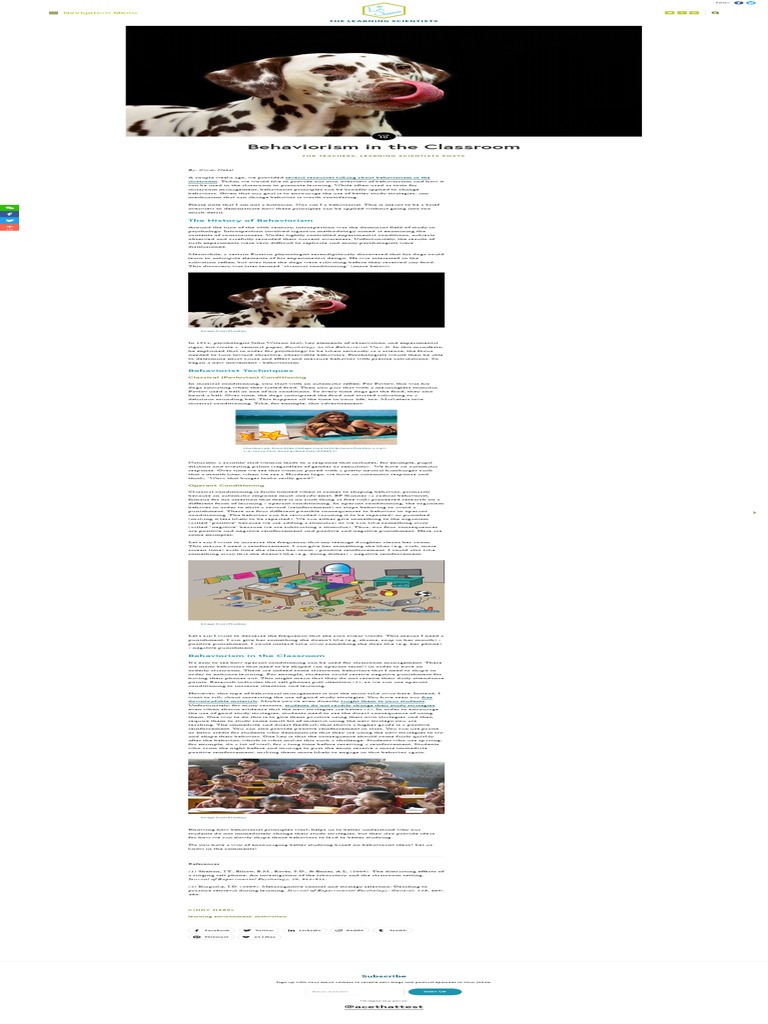 Behaviorism In The Classroom The Learning Scientists Pdf