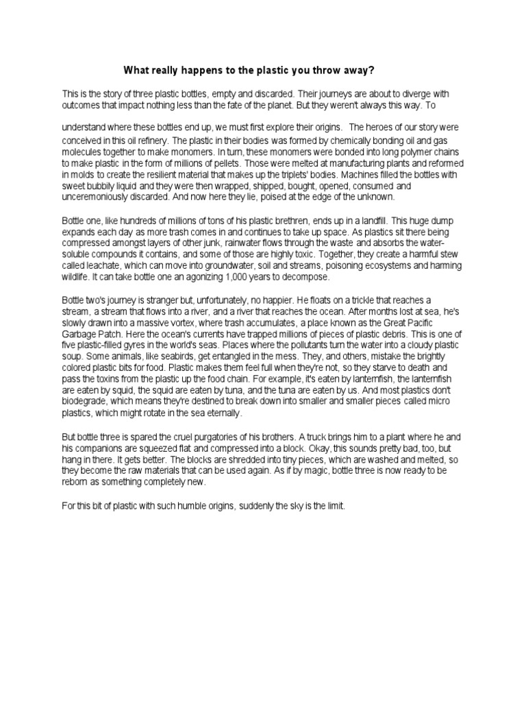 What Really Happens To The Plastic You Throw Away PDF Plastic