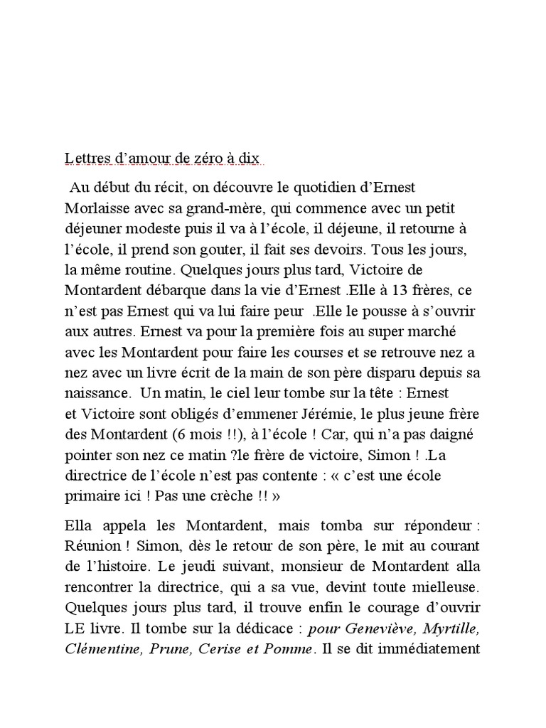 Lettres D'amour de 0 A 10 PDF