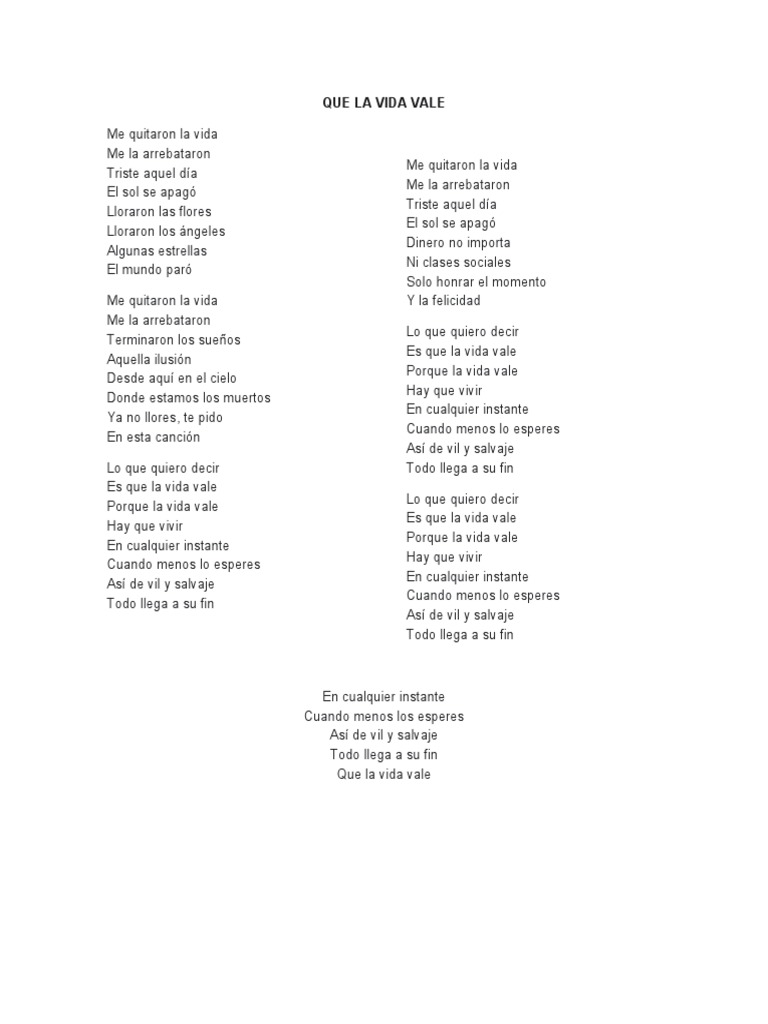Que La Vida Vale PDF