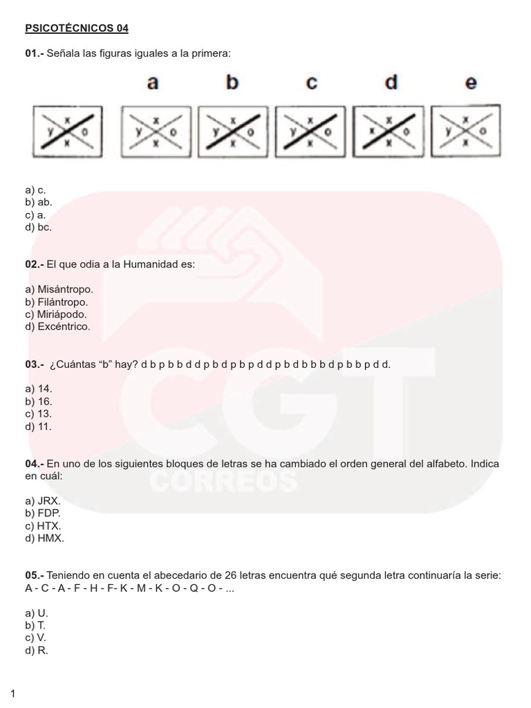 Psicotécnicos 4 Correos PDF