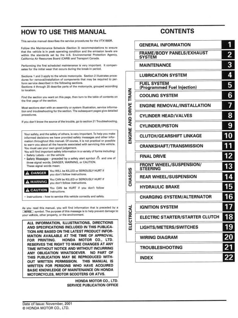 Honda VTX1800 C 02-03 Service Manual ENG by Mosue | PDF
