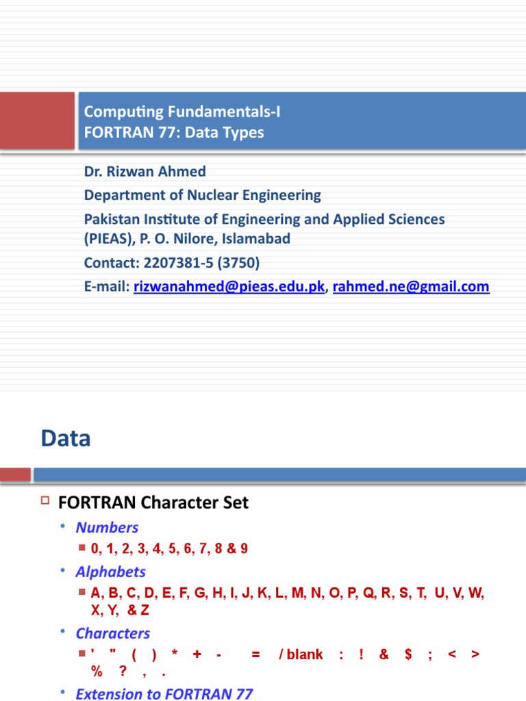 Lec-04 Fortran Data Types | PDF | Data Type | Significant Figures