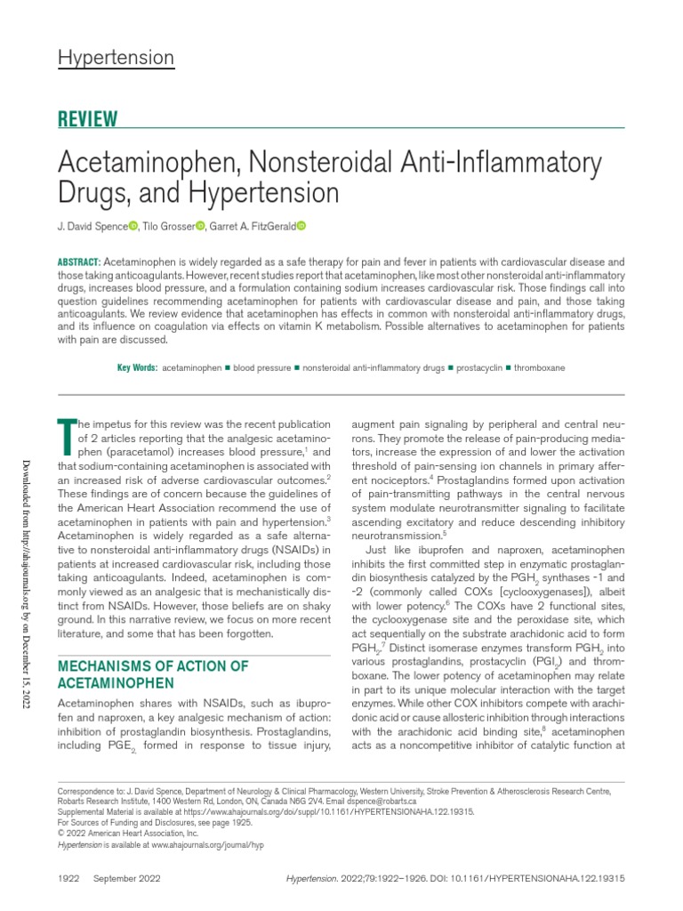 Acetaminophen, Nonsteroidal Anti Inflammatory Drugs, and Hypertension