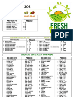 Lista de precios frutas, verduras, jugos y pulpas congeladas