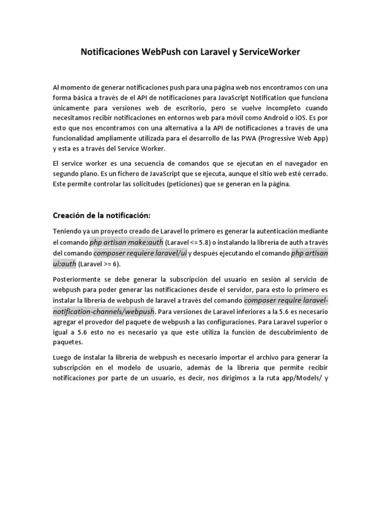 Notificaciones WebPush Con Laravel y ServiceWorker | PDF | Php | Red ...