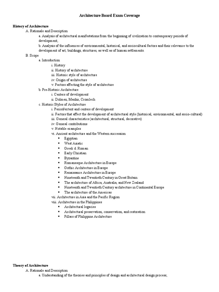 Architecture Board Exam Coverage PDF Architect Design