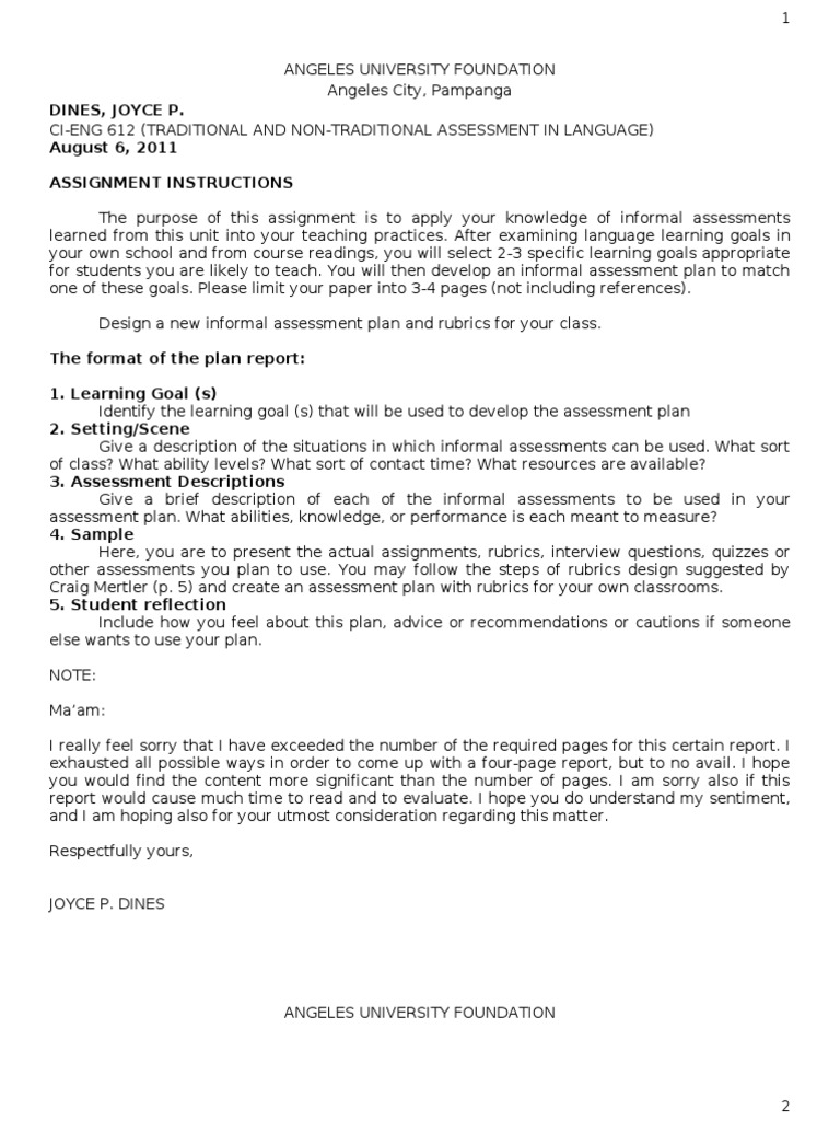 Auf Assignment Rubrics | PDF | Educational Assessment | Rubric (Academic)