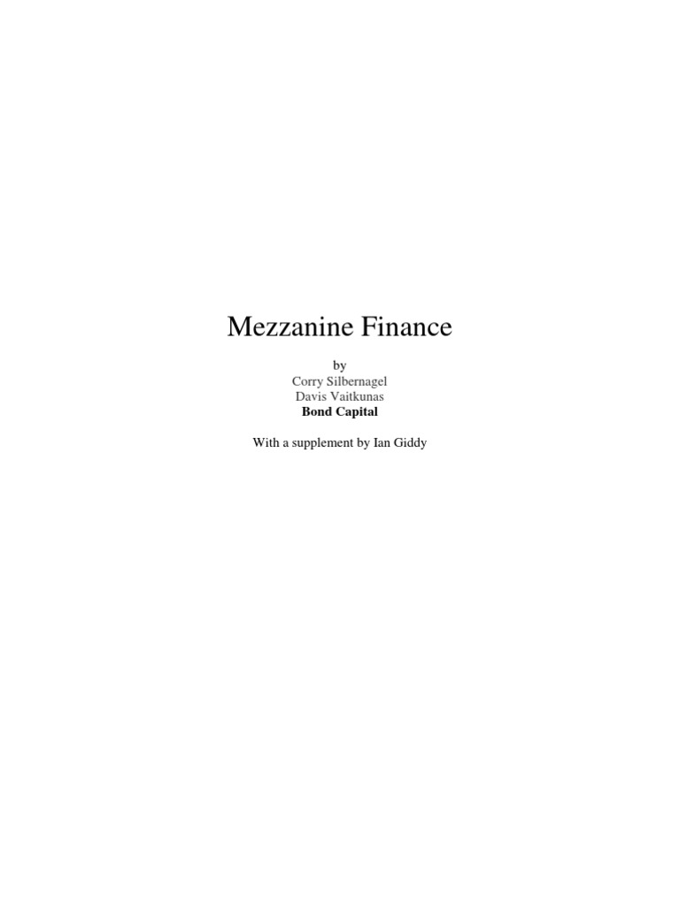 Understanding Mezzanine Financing | PDF | Mezzanine Capital | Cost Of ...