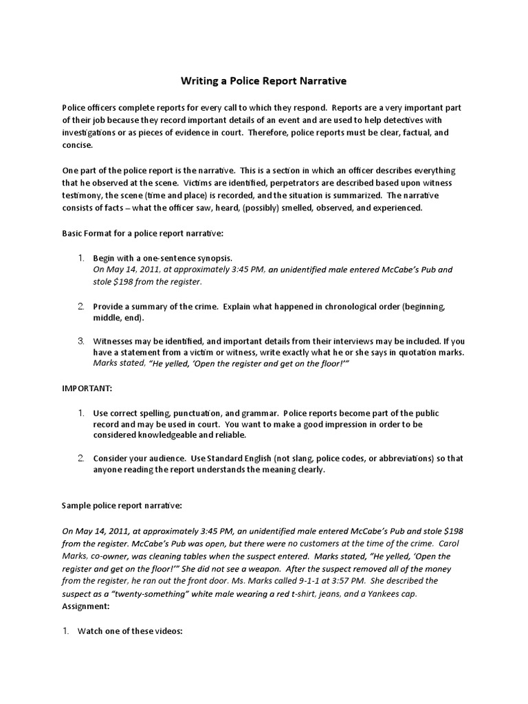 Writing Effective Police Report Narratives | PDF | Criminal Law | Crimes