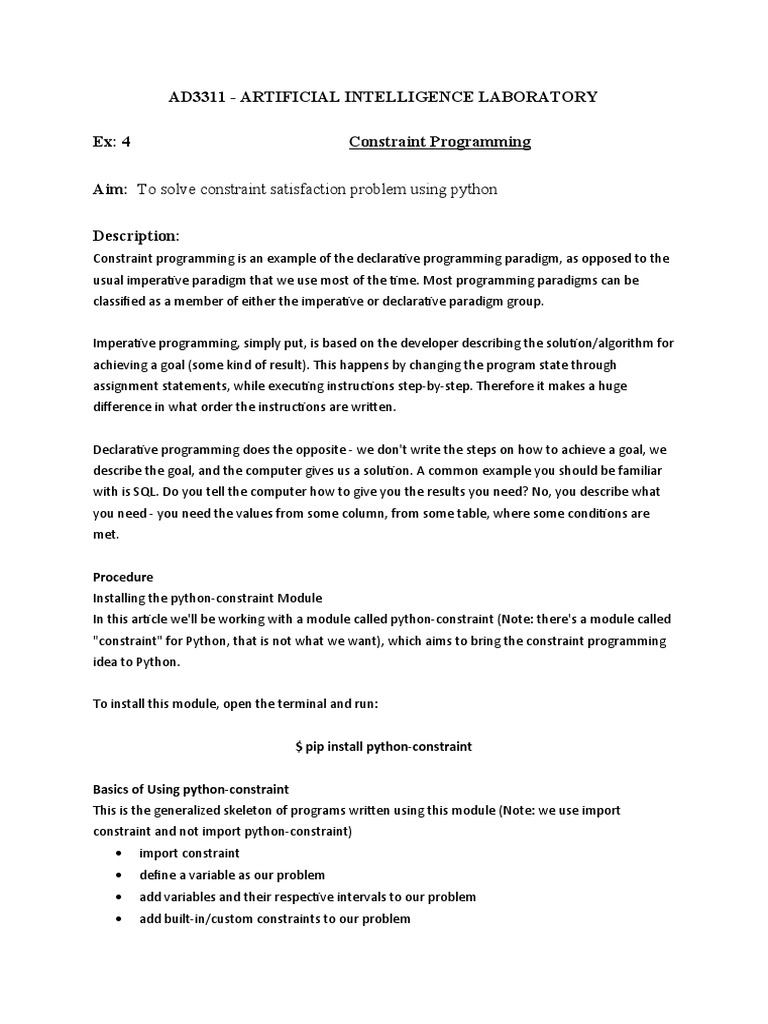 Python Constraint Programming Guide | PDF | Programming Paradigms ...
