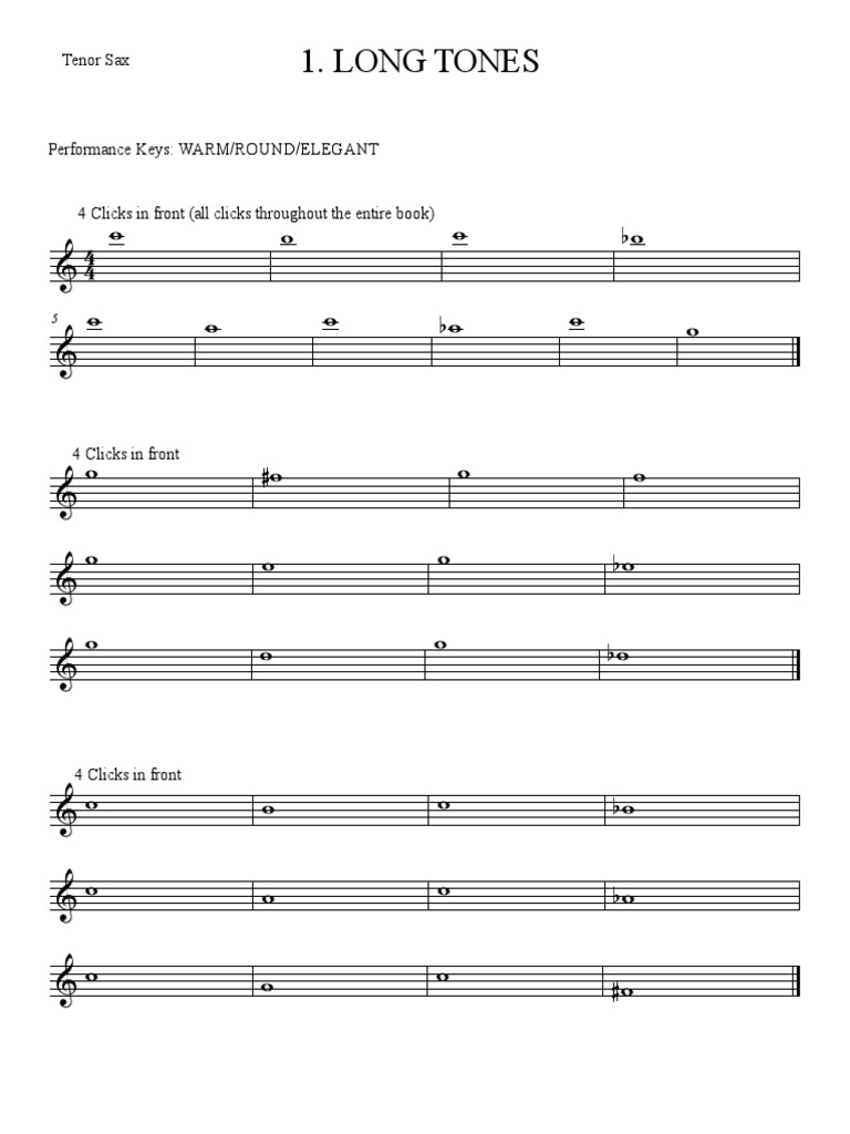 1 Long Tones Tenor Sax PDF
