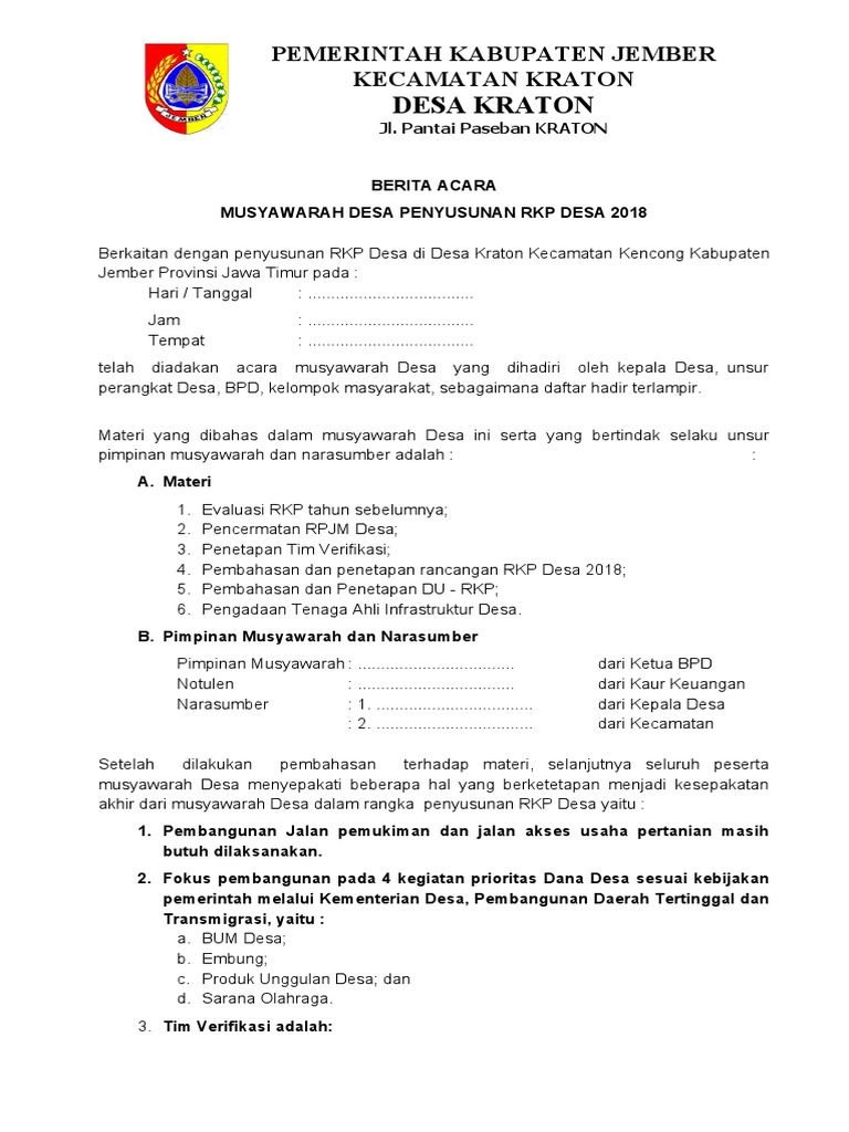 7.2. BA Musdes Penyusunan RKP | PDF
