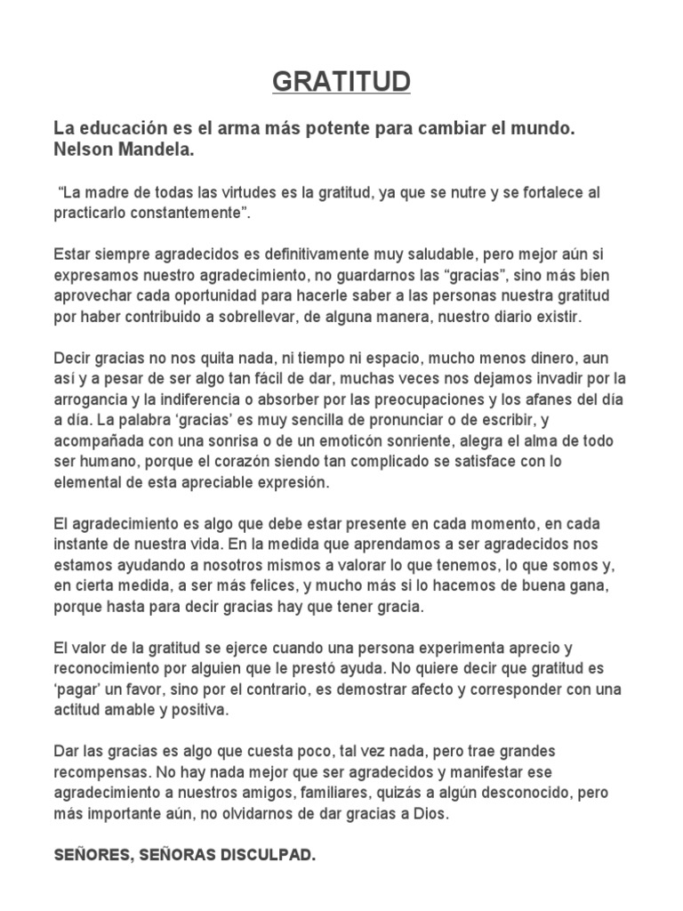 La importancia de la gratitud diaria | PDF