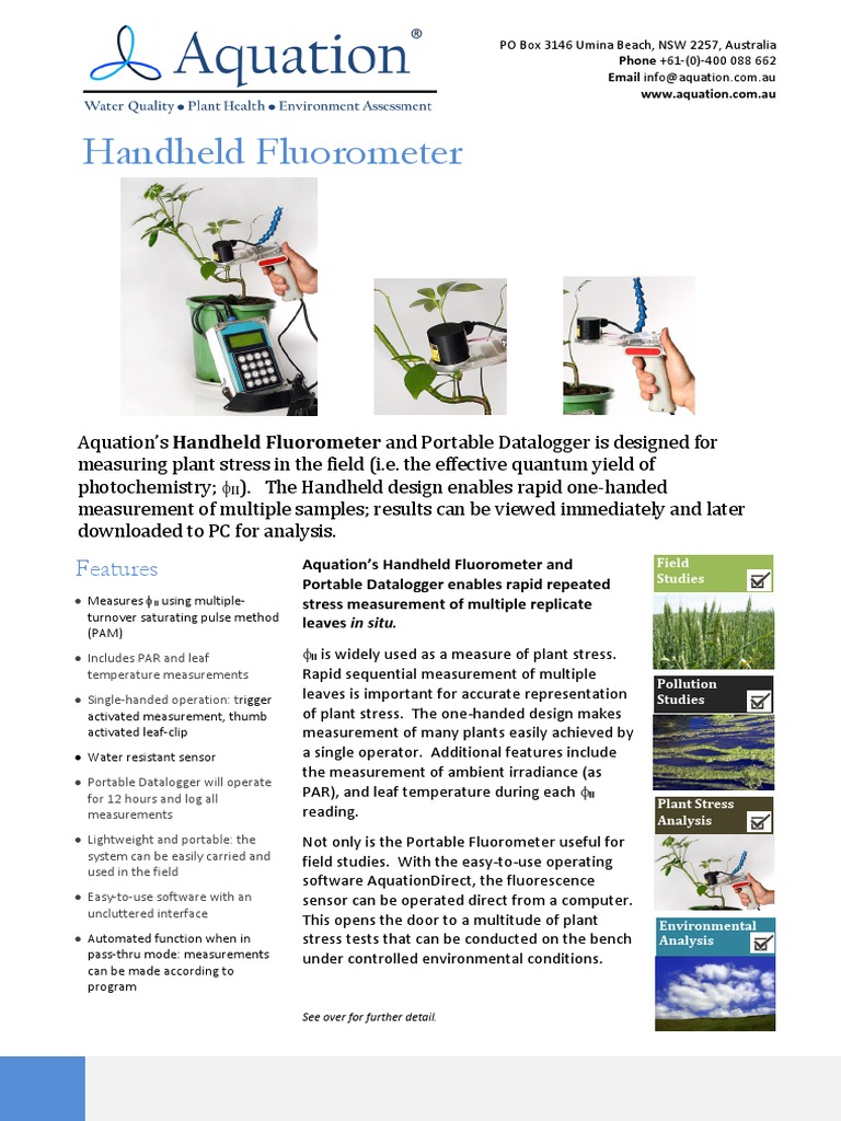 Aquation Handheld Fluorometer Brochure 16jun16 PDF Mobile Device