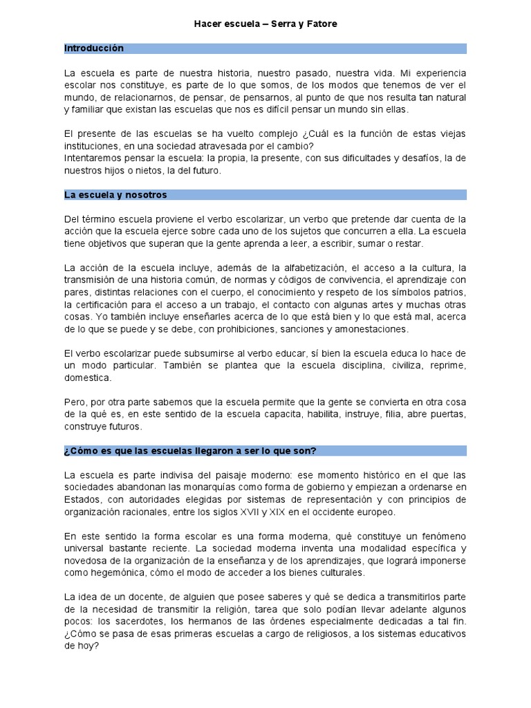 La Escuela: Historia y Función Social | PDF | Plan de estudios | Método ...