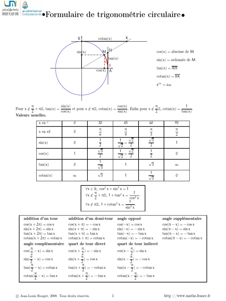 Formulaire Trigo | PDF
