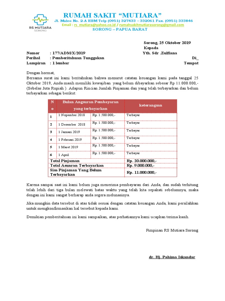 Contoh Surat Penagihan Hutang | PDF