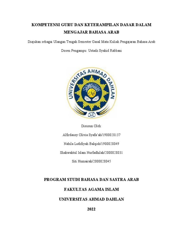 Kompetensi Guru Dan Keterampilan Dasar Dalam Mengajar Bahasa Arab | PDF