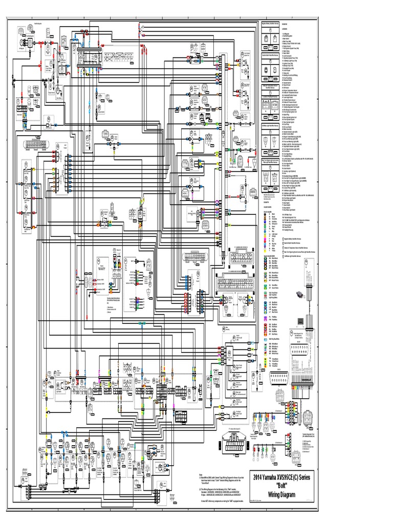 Yamaha Bolt Xvs95cec Wiring Diagram BW With Colored Tags v1 3U4