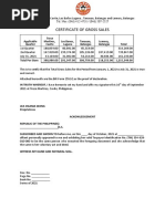 Certificate of Gross Sales