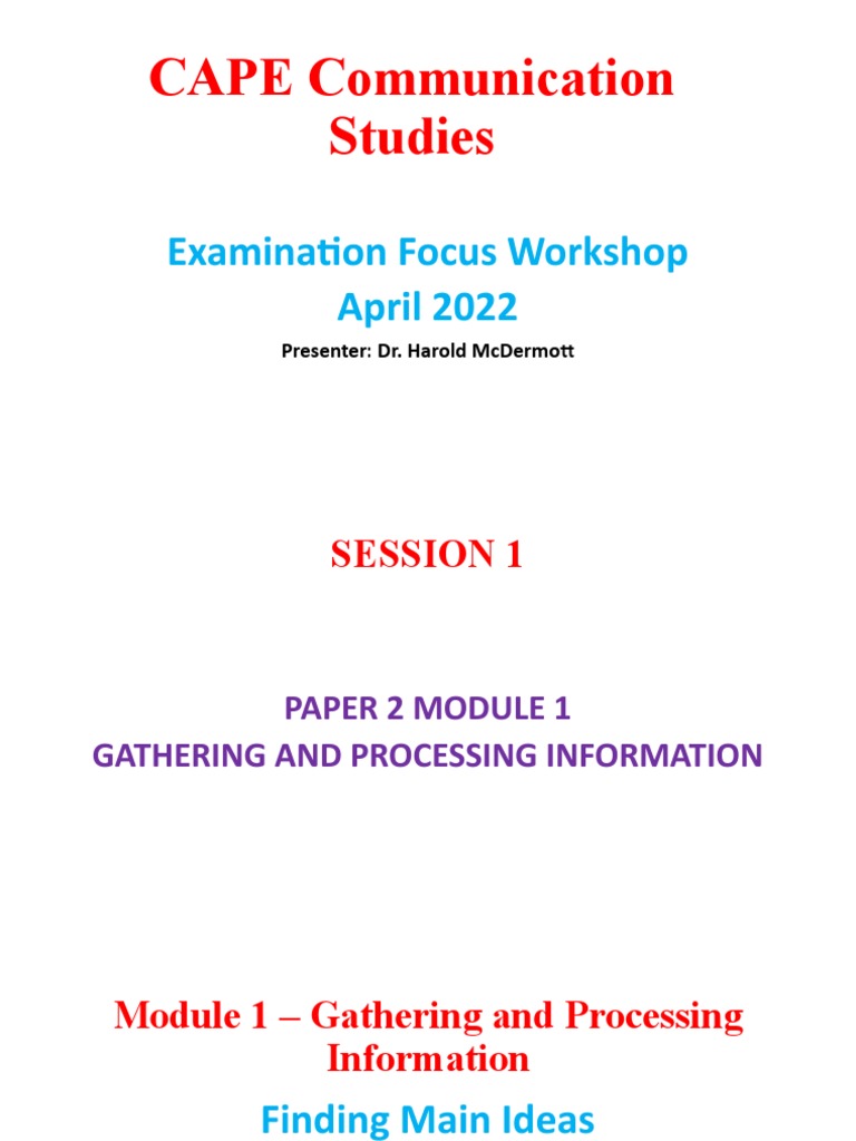 2022 Cape Communication Studies Examination Focus Workshop Pdf