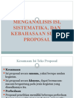 Analisis Isi, Sistematika, dan Kaidah Kebahasaan Proposal