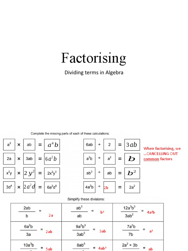 Factorising Brackets PDF