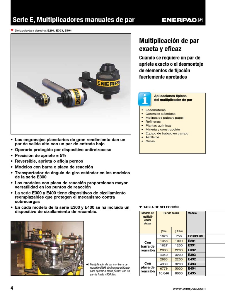 Manual Torque Multipliers Spanish Metric E415e PDF Tornillo Máquinas
