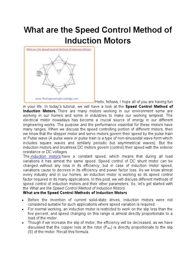 What Are The Speed Control Method of Induction Motors PDF Electric Motor