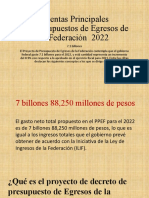 Cuentas Principales de Presupuestos de Egresos de La Federacion Ejercicio Fiscal 2022