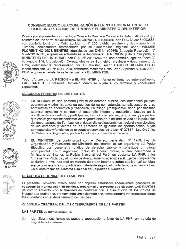 Convenio Marco de Cooperacion Interinstitucional Entre El Gobierno ...