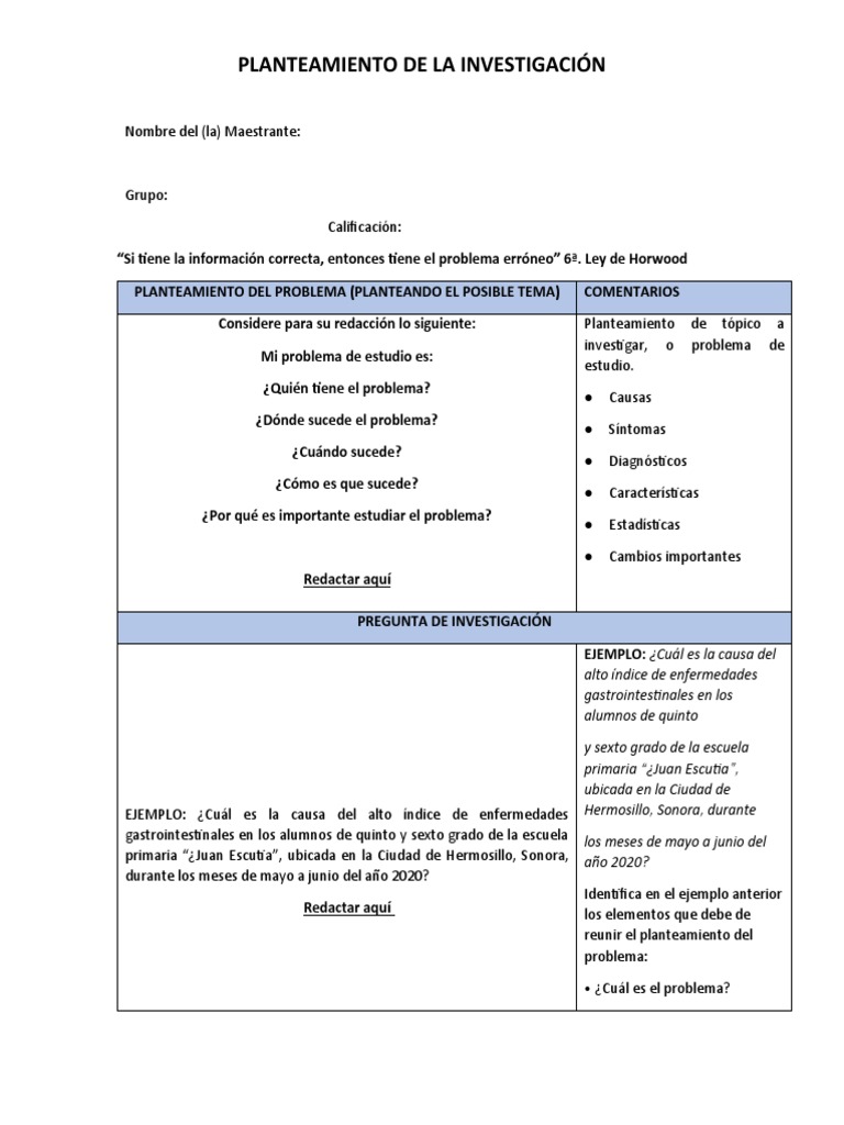 Planteamiento de Investigación Licenciatura | PDF | Conocimiento ...