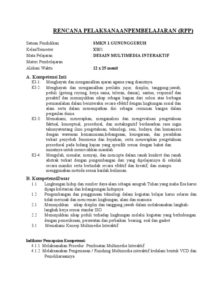 RPP Desain Media Interaktif | PDF