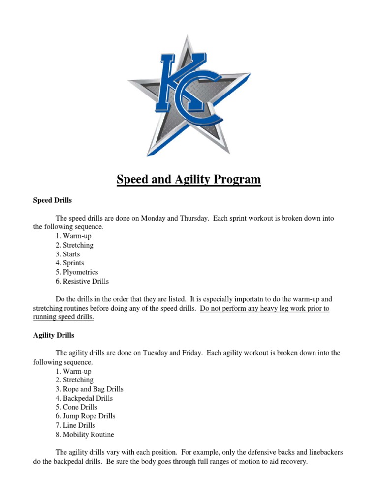 Speed and Agility Training Program | PDF | Physical Fitness | Weight ...