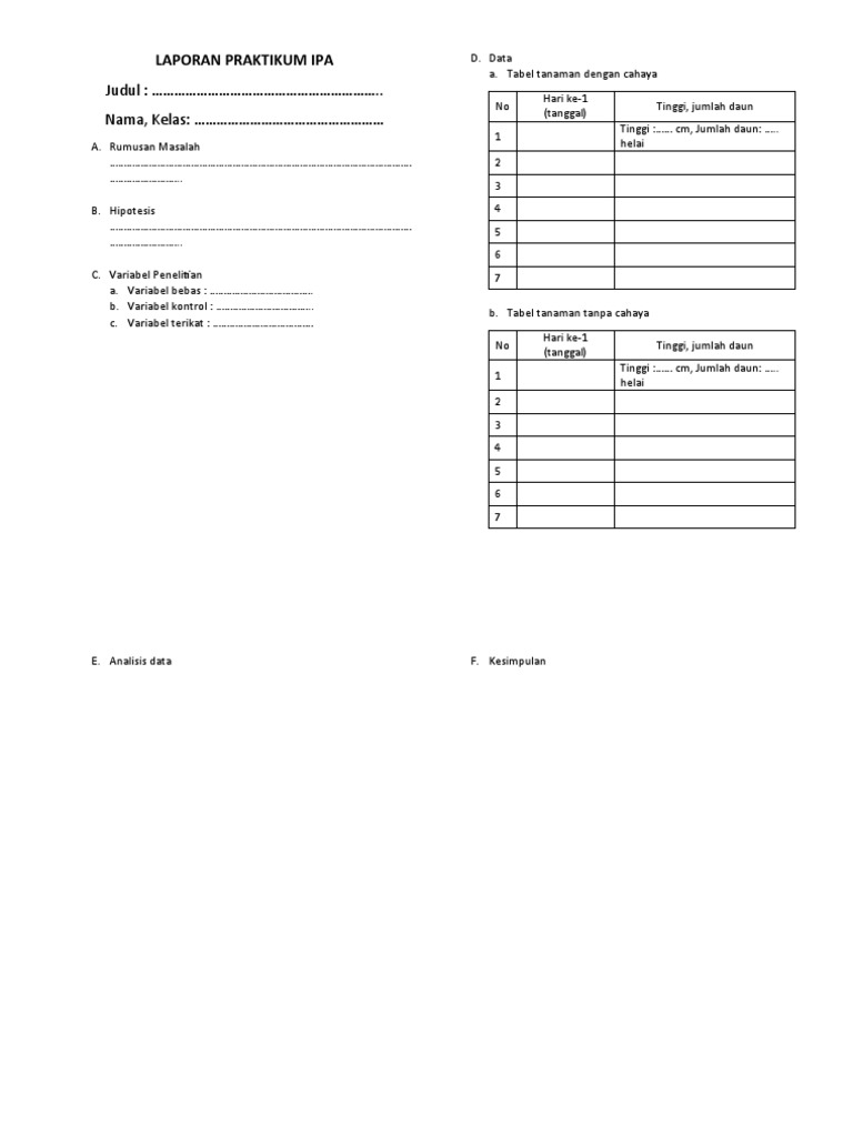 FORMAT LAPORAN PRAKTIKUM IPA-off | PDF