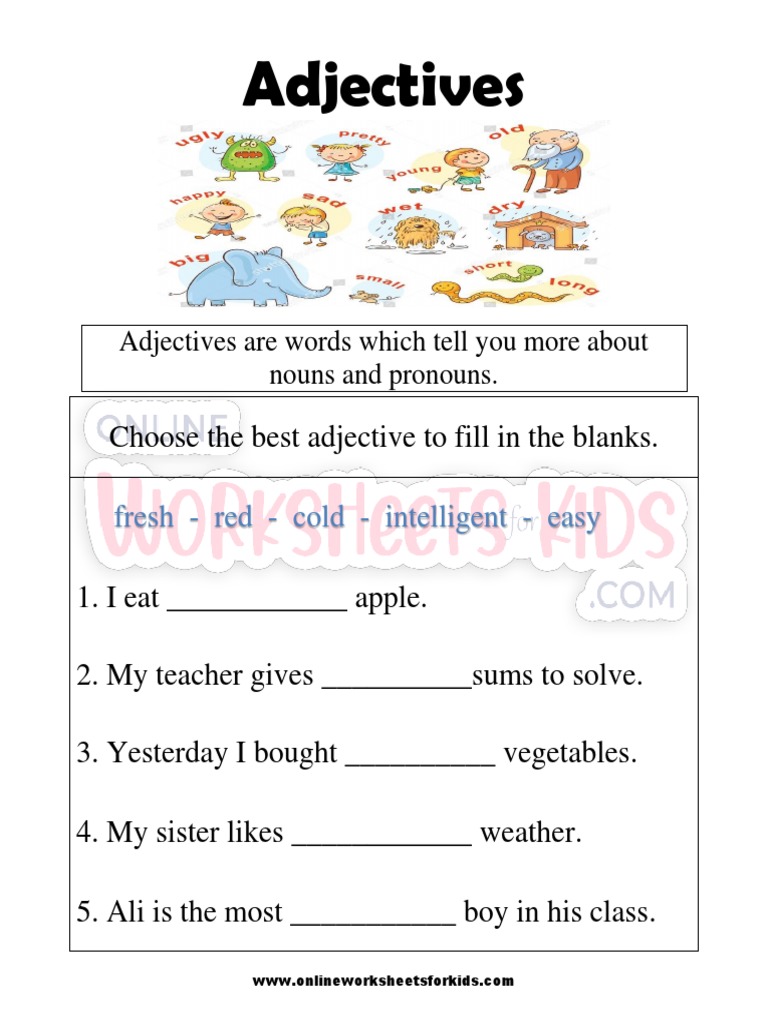 Grade 1 Adjectives Worksheet | PDF | Career & Growth