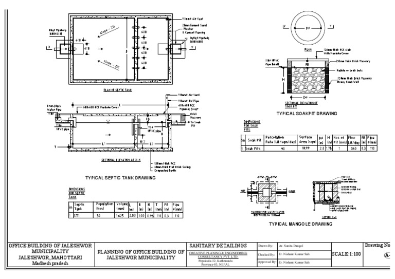 Septic Tank and Soak Pit Design Plans | PDF