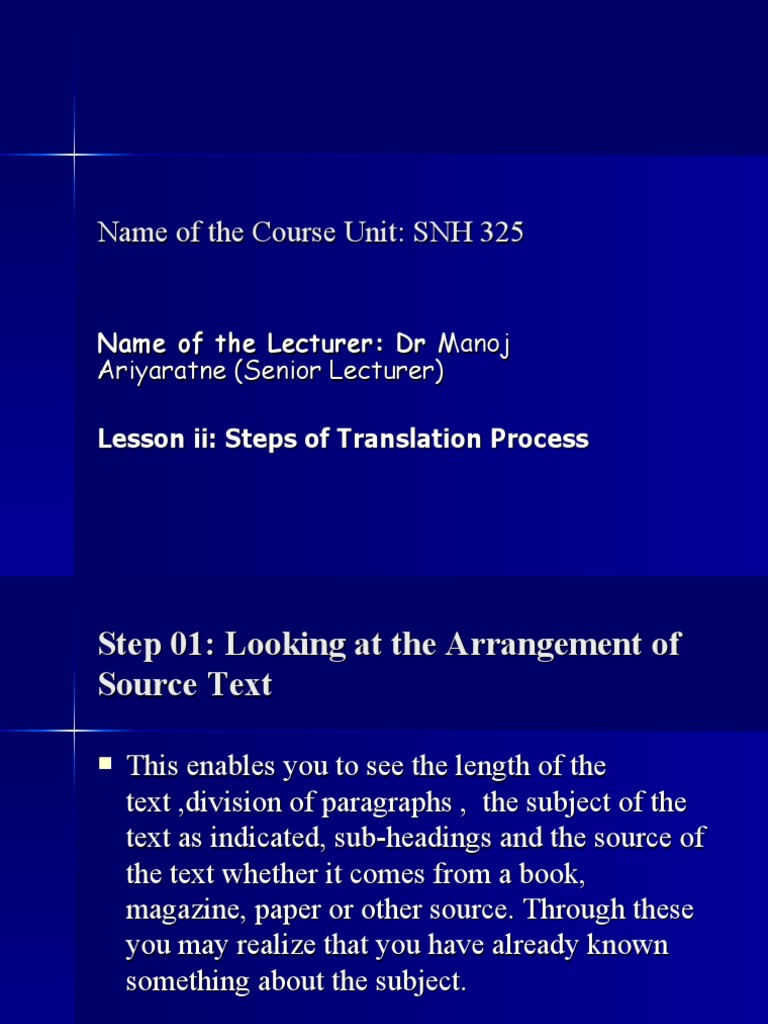 Lesson 3 Steps Of Translation Pdf Translations Writing