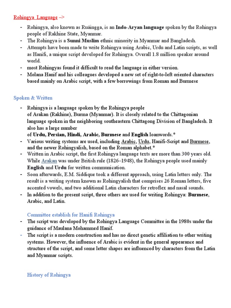 Rohingya Documentation | PDF | Rohingya People | Linguistics
